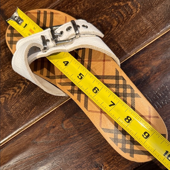Burberry Dr. Scholls Nova check white leather wood vintage classic sandals 8 8.5 - Picture 7 of 7